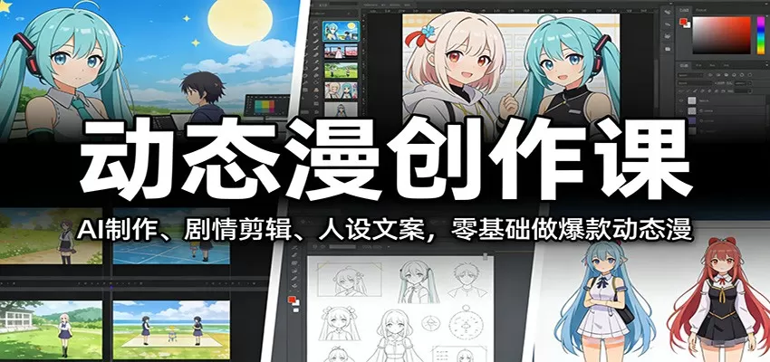 动态漫创作课：AI制作、剧情剪辑、人设文案，零基础做爆款动态漫网创资源-中创网-冒泡网-福缘网长青创习社