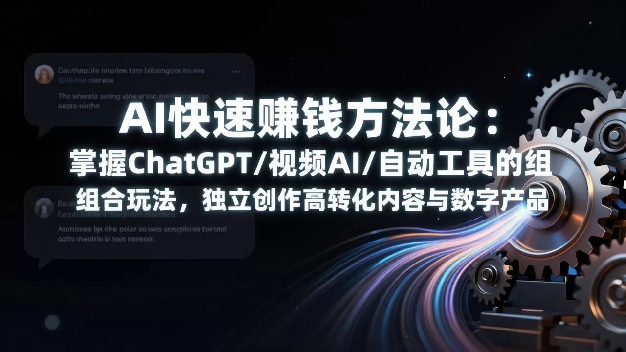 AI快速赚钱方法论:掌握ChatGPT/视频AI/自动化工具的组合玩法,独立创作高转化内容与数字产品网创资源-中创网-冒泡网-福缘网长青创习社