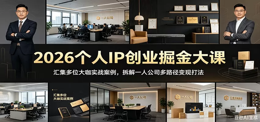 2026个人IP创业掘金大课:汇集多位大咖实战案例,拆解一人公司多路径变现打法网创资源-中创网-冒泡网-福缘网长青创习社