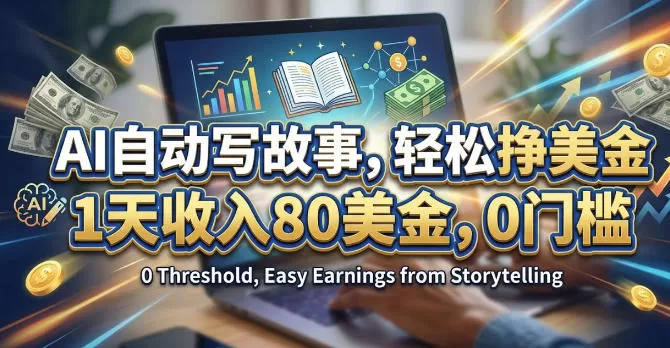 AI自动写故事，轻松挣美刀，1天收入80刀，0门槛网创资源-中创网-冒泡网-福缘网长青创习社