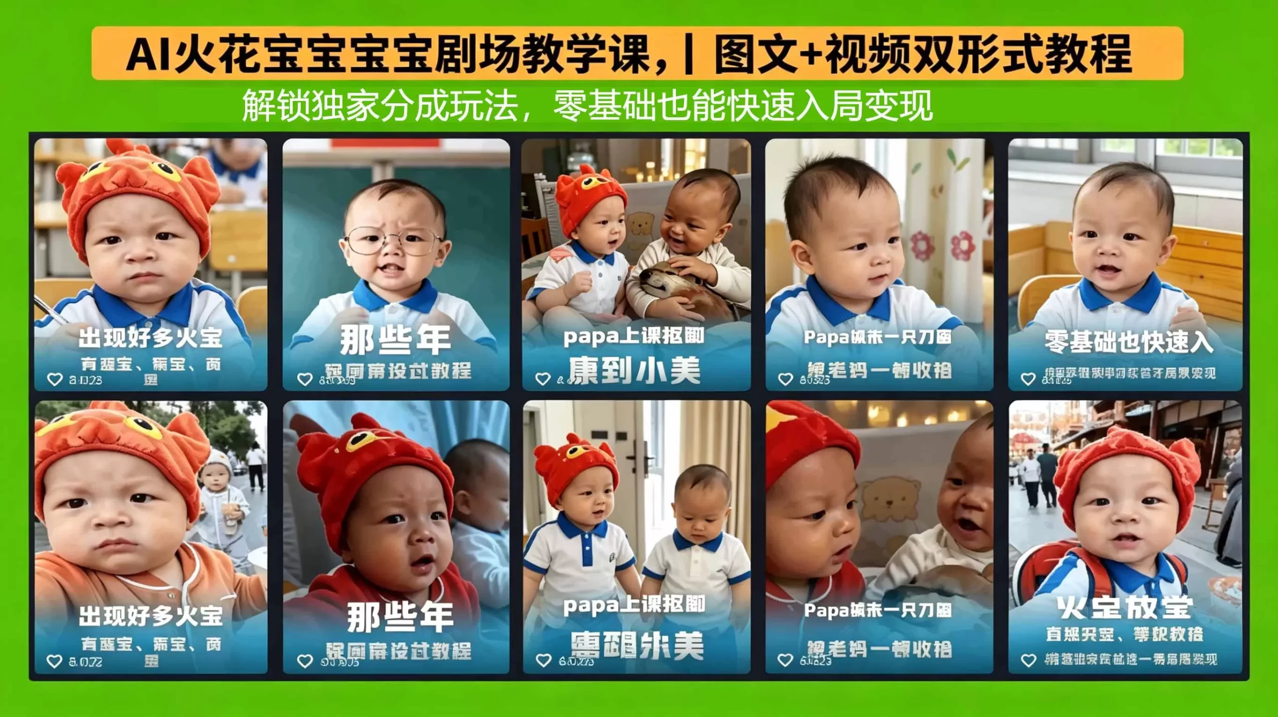 AI火花宝宝宝宝剧场教学课，图文+视频双形式教程，解锁独家分成玩法，零基础也能快速入局变现网创资源-中创网-冒泡网-福缘网长青创习社