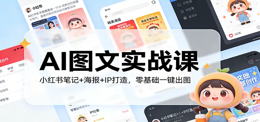 AI图文实战课：小红书笔记+海报+IP打造，零基础一键出图网创资源-中创网-冒泡网-福缘网长青创习社