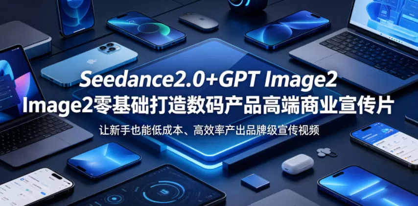 Seedance2.0+GPT Image2零基础打造数码产品高端商业宣传片，让新手也能低成本、高效率产出品牌级宣传视频网创资源-中创网-冒泡网-福缘网长青创习社