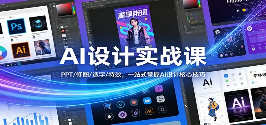 AI设计实战课：PPT/修图/造字/特效，一站式掌握AI设计核心技巧网创资源-中创网-冒泡网-福缘网长青创习社