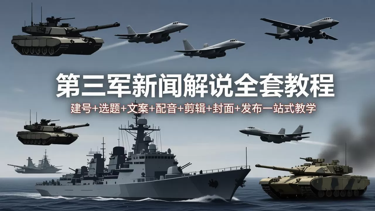 第三军迷新闻解说全套教程：建号+选题+文案+配音+剪辑+封面+发布一站式教学网创资源-中创网-冒泡网-福缘网长青创习社