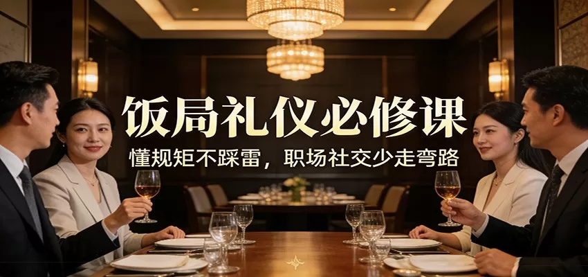 公众号收费文章：《饭局礼仪必修课：懂规矩不踩雷，职场社交少走弯路》网创资源-中创网-冒泡网-福缘网长青创习社