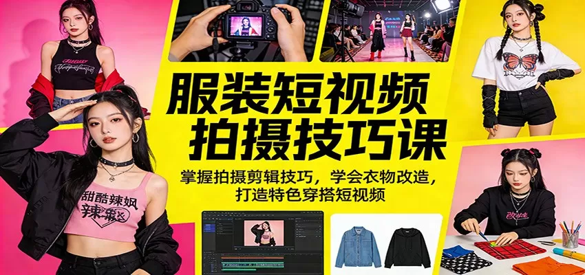 服装短视频拍摄技巧课：掌握拍摄剪辑技巧，学会衣物改造，打造特色穿搭短视频网创资源-中创网-冒泡网-福缘网长青创习社