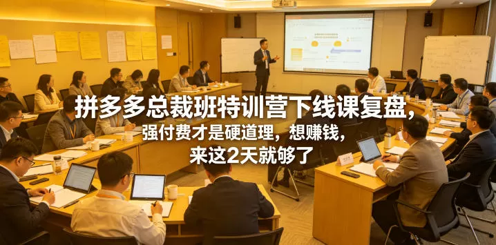 拼多多总裁班特训营下线课复盘,强付费才是硬道理,想賺钱,来这2天就够了网创资源-中创网-冒泡网-福缘网长青创习社