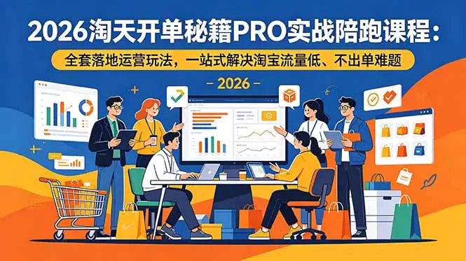 2026淘天开单秘籍PRO实战陪跑课程:全套落地运营玩法,一站式解决淘宝流量低、不出单难题网创资源-中创网-冒泡网-福缘网长青创习社