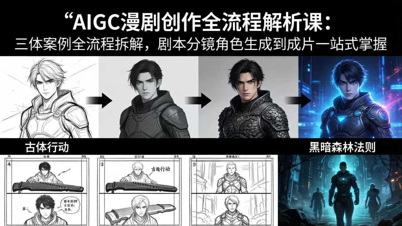 AIGC漫剧创作全流程解析课:三体案例全流程拆解,剧本分镜角色生成到成片一站式掌握网创资源-中创网-冒泡网-福缘网长青创习社