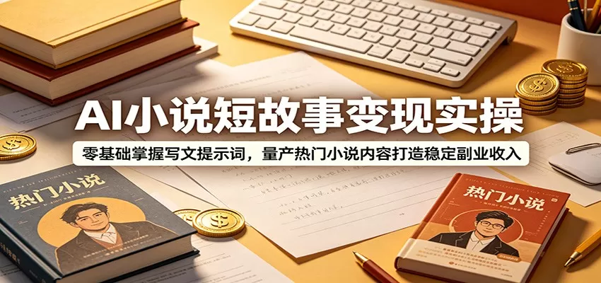 AI小说短故事变现实操：零基础掌握写文提示词，量产热门小说内容打造稳定副业收入网创资源-中创网-冒泡网-福缘网长青创习社