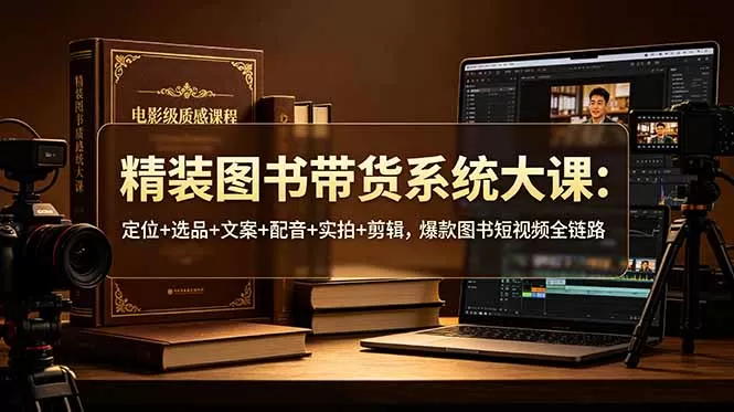 精装图书带货系统大课：定位+选品+文案+配音+实拍+剪辑，爆款图书短视频全链路网创资源-中创网-冒泡网-福缘网长青创习社