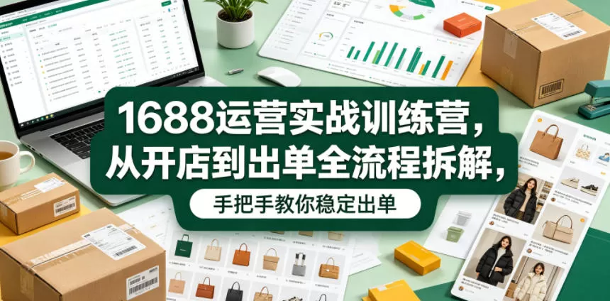 1688运营实战训练营，从开店到出单全流程拆解，手把手教你稳定出单网创资源-中创网-冒泡网-福缘网长青创习社