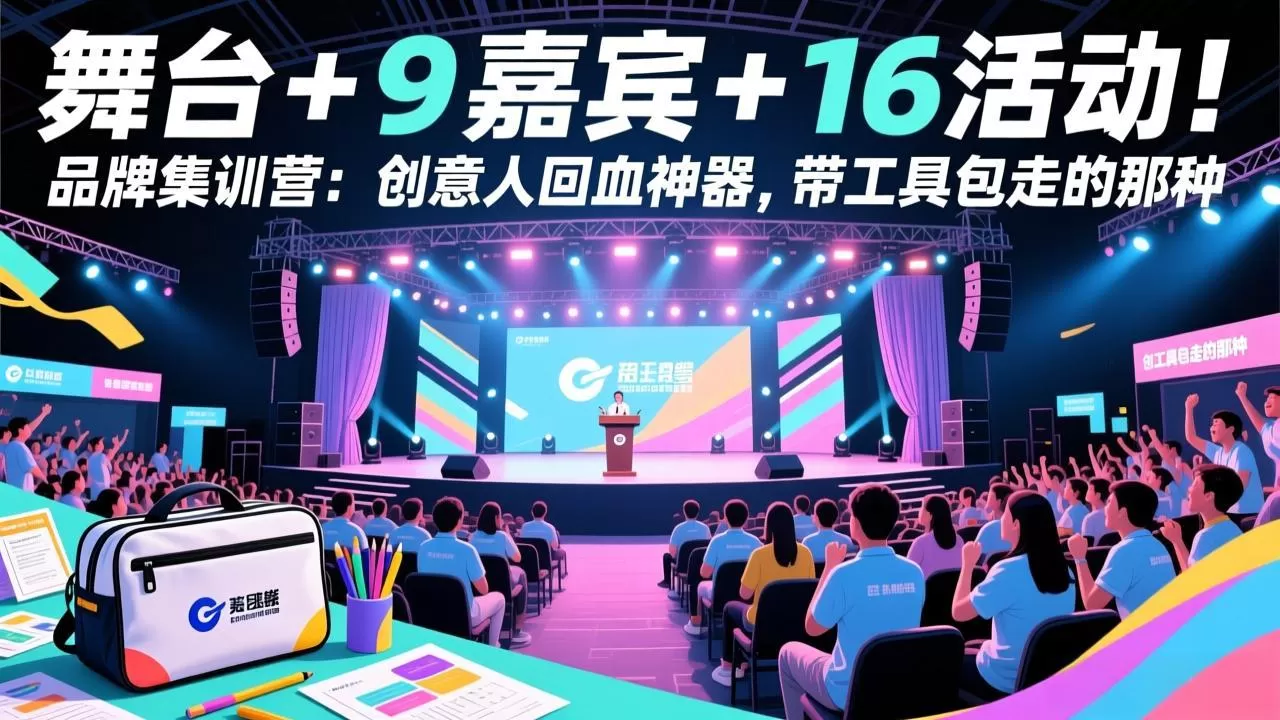 舞台 + 9 嘉宾 + 16 活动！品牌集训营：创意人回血神器，带工具包走的那种网创资源-中创网-冒泡网-福缘网长青创习社