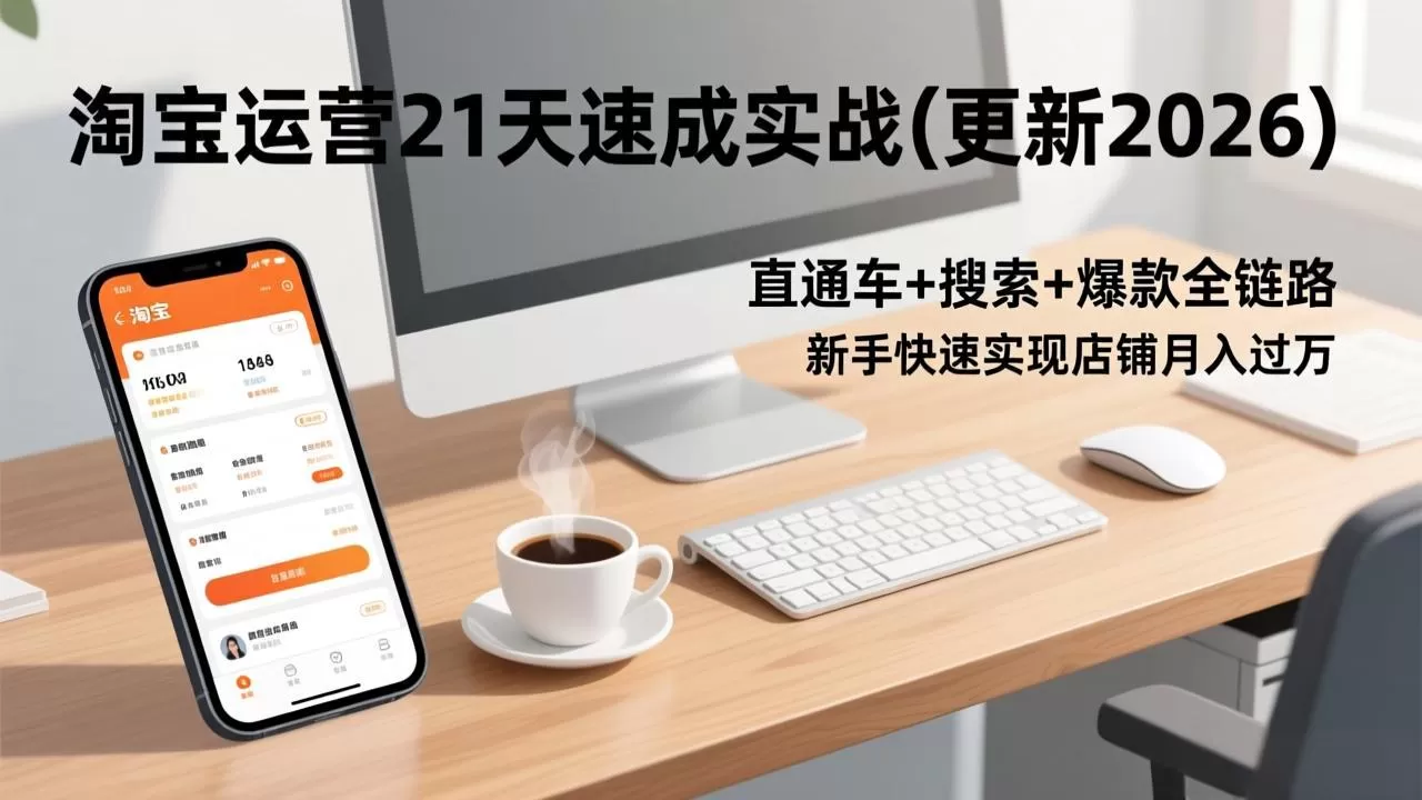 淘宝运营21天速成实战(更新2026网创资源-中创网-冒泡网-福缘网长青创习社