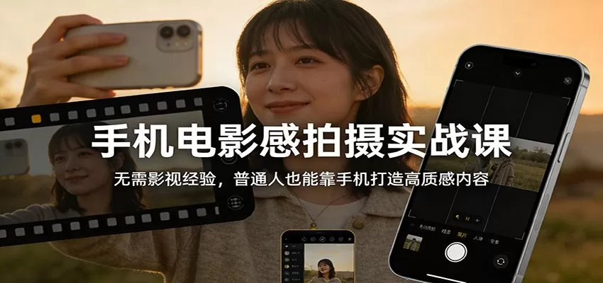 手机电影感拍摄实战课：无需影视经验，普通人也能靠手机打造高质感内容网创资源-中创网-冒泡网-福缘网长青创习社
