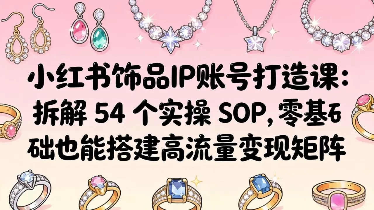 小红书饰品IP账号打造课：拆解 54 个实操 SOP，零基础也能搭建高流量变现矩阵网创资源-中创网-冒泡网-福缘网长青创习社