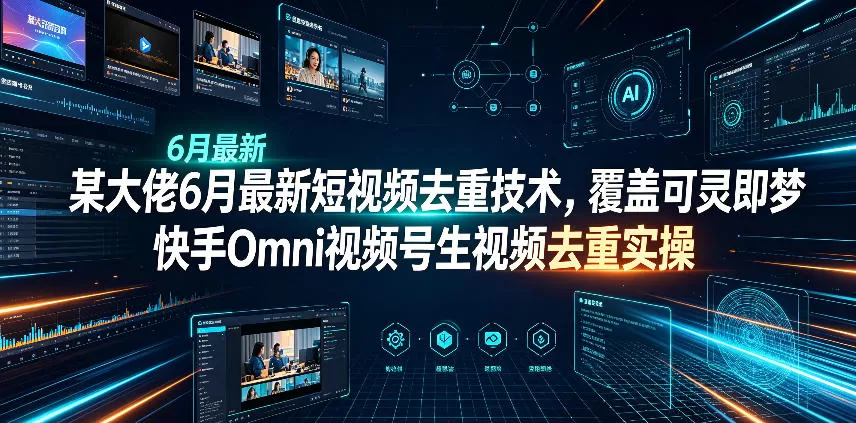 某大佬6月最新短视频去重技术，覆盖可灵即梦快手Omni视频号生视频去重实操网创资源-中创网-冒泡网-福缘网长青创习社