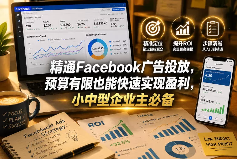 精通Facebook广告投放,预算有限也能快速实现盈利,小中型企业主必备【原创双语字幕】网创资源-中创网-冒泡网-福缘网长青创习社