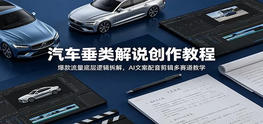 汽车垂类解说创作教程：爆款流量底层逻辑拆解，AI文案配音剪辑多赛道教学网创资源-中创网-冒泡网-福缘网长青创习社