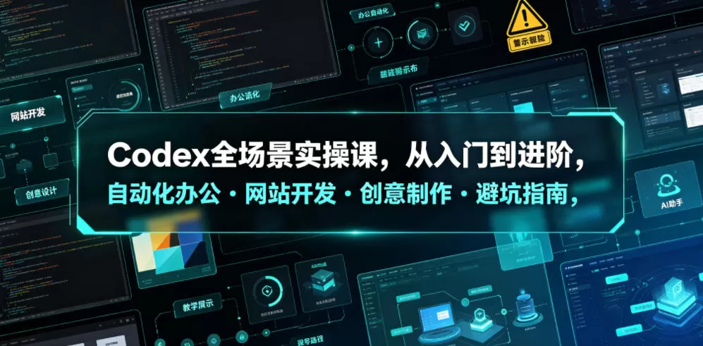 Codex全场景实操课，从入门到进阶，自动化办公・网站开发・创意制作・避坑指南，全流程教学网创资源-中创网-冒泡网-福缘网长青创习社