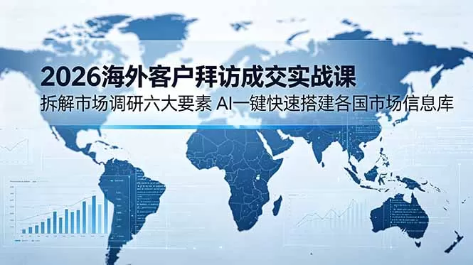 2026海外客户拜访成交实战课：拆解市场调研六大要素，AI一键快速搭建各国市场信息库网创资源-中创网-冒泡网-福缘网长青创习社