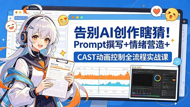 告别AI创作瞎猜！Prompt撰写+情绪营造+CAST动画控制全流程实战课网创资源-中创网-冒泡网-福缘网长青创习社