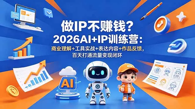 做IP不赚钱?2026AI+IP训练营:商业理解+工具实战+表达内容+作品反馈,百天打通流量变现闭环网创资源-中创网-冒泡网-福缘网长青创习社