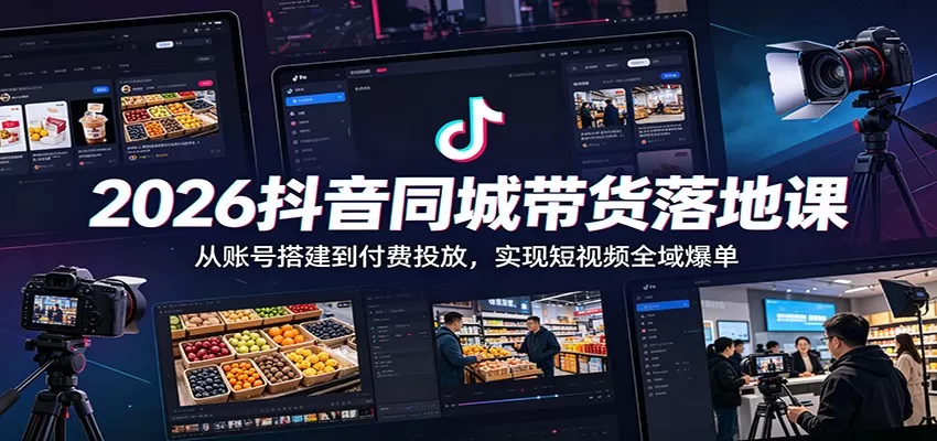 2026抖音同城带货落地课:从账号搭建到付费投放,实现短视频全域爆单网创资源-中创网-冒泡网-福缘网长青创习社