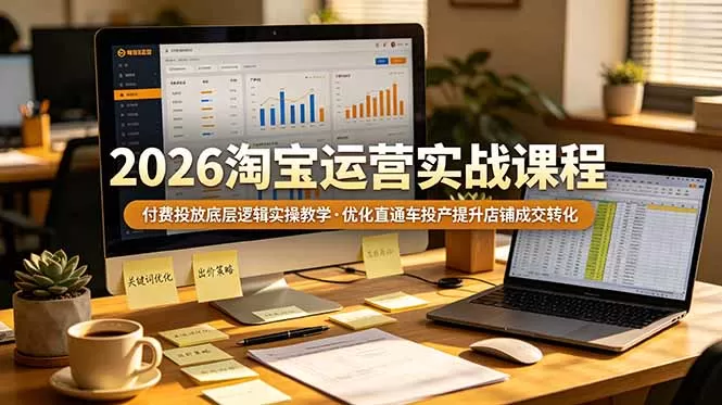 2026 淘宝运营实战课程，付费投放底层逻辑实操教学，优化直通车投产提升店铺成交转化网创资源-中创网-冒泡网-福缘网长青创习社