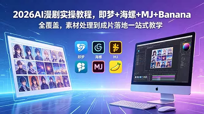 2026AI漫剧实操教程，即梦+海螺+MJ+Banana全覆盖，素材处理到成片落地一站式教学网创资源-中创网-冒泡网-福缘网长青创习社