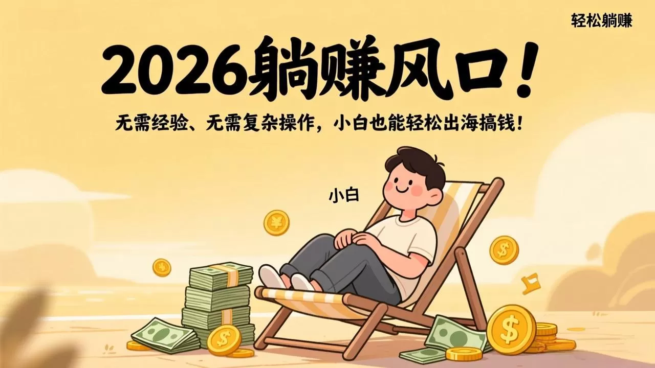 2026躺赚风口！无需经验、无需复杂操作，小白也能轻松出海搞钱！网创资源-中创网-冒泡网-福缘网长青创习社