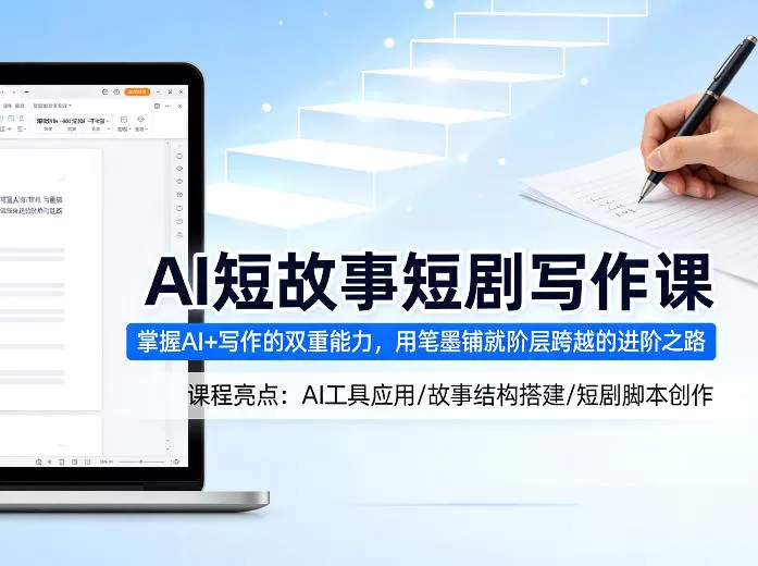 AI短故事短剧写作课，掌握AI+写作的双重能力，用笔墨铺就阶层跨越的进阶之路网创资源-中创网-冒泡网-福缘网长青创习社