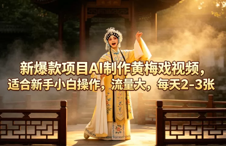 新爆款项目AI制作黄梅戏视频，适合新手小白操作，流量大，每天2-3张网创资源-中创网-冒泡网-福缘网长青创习社