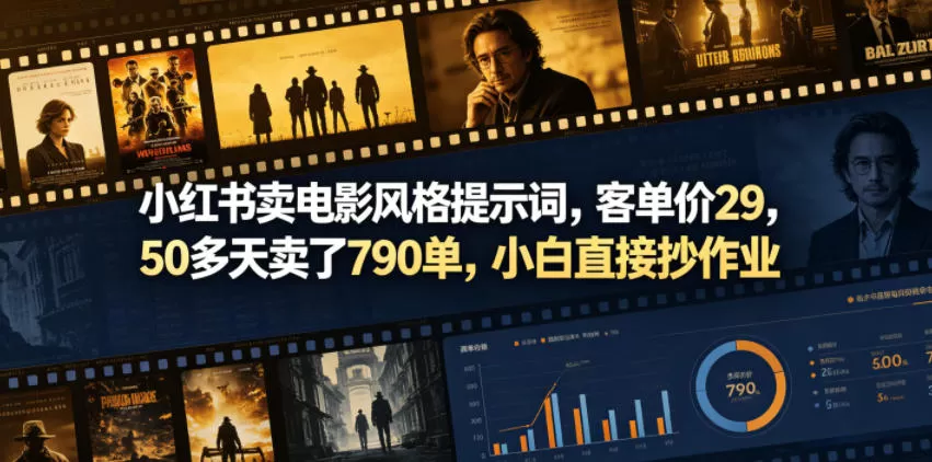 小红书卖电影风格提示词,客单价29,50多天卖了790单,小白直接抄作业!网创资源-中创网-冒泡网-福缘网长青创习社