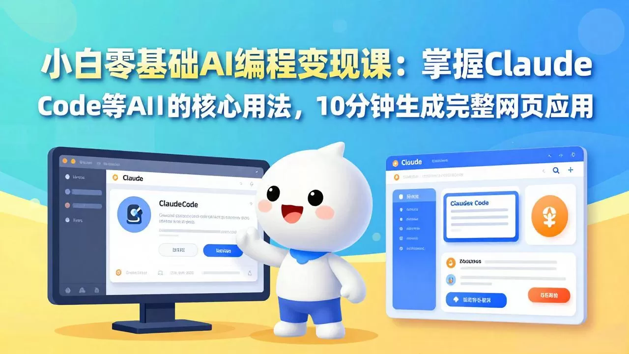 小白零基础AI编程变现课:掌握Claude Code等AI工具的核心用法,10分钟生成完整网页应用网创资源-中创网-冒泡网-福缘网长青创习社