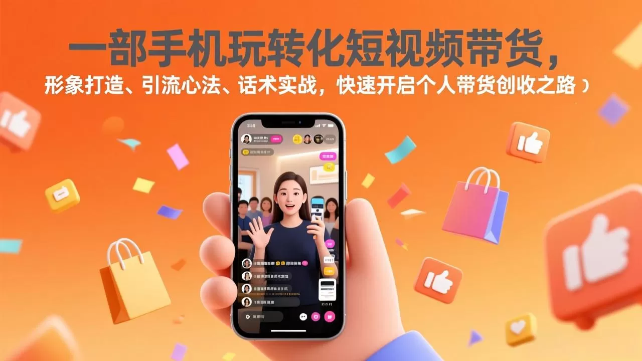 一部手机玩转化短视频带货，形象打造、引流心法、话术实战，快速开启个人带货创收之路网创资源-中创网-冒泡网-福缘网长青创习社