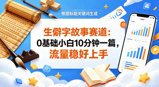 公众号流量主——生僻字故事赛道，流量稳，好上手，0基础小白也能10分钟一篇网创资源-中创网-冒泡网-福缘网长青创习社