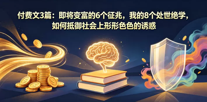 付费文3篇:即将变富的6个征兆,我的8个处世绝学,如何抵御社会上形形色色的诱惑网创资源-中创网-冒泡网-福缘网长青创习社