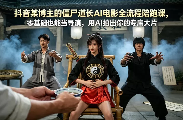 抖音某博主的僵尸道长AI电影全流程陪跑课，零基础也能当导演，用AI拍出你的专属大片网创资源-中创网-冒泡网-福缘网长青创习社