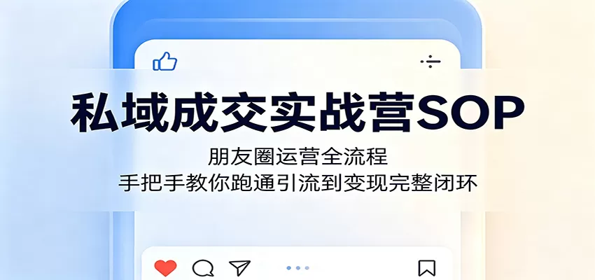 私域成交实战营SOP:朋友圈运营全流程,手把手教你跑通引流到变现完整闭环网创资源-中创网-冒泡网-福缘网长青创习社