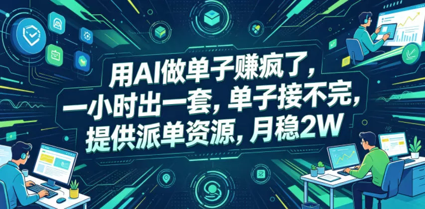 用AI做单子賺疯了,一小时出一套,单子接不完,提供派单资源,月稳2W【揭秘】网创资源-中创网-冒泡网-福缘网长青创习社