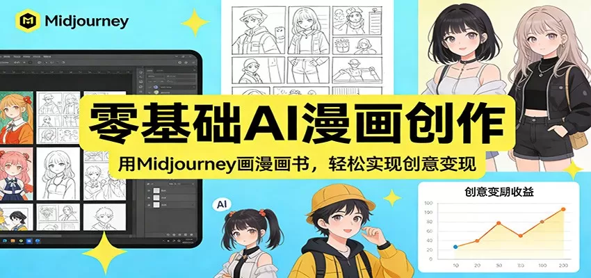 零基础AI漫画创作：用Midjourney画漫画书，轻松实现创意变现网创资源-中创网-冒泡网-福缘网长青创习社