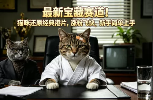 最新宝藏赛道！猫咪还原经典港片，涨粉飞快，新手简单上手网创资源-中创网-冒泡网-福缘网长青创习社