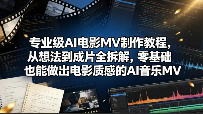 专业级AI电影MV制作教程，从想法到成片全拆解，零基础也能做出电影质感的AI音乐MV网创资源-中创网-冒泡网-福缘网长青创习社
