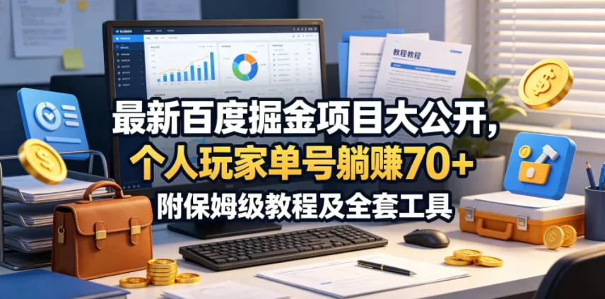 最新百度掘金项目大公开，个人玩家单号躺賺70+，附保姆级教程及全套工具【揭秘】网创资源-中创网-冒泡网-福缘网长青创习社