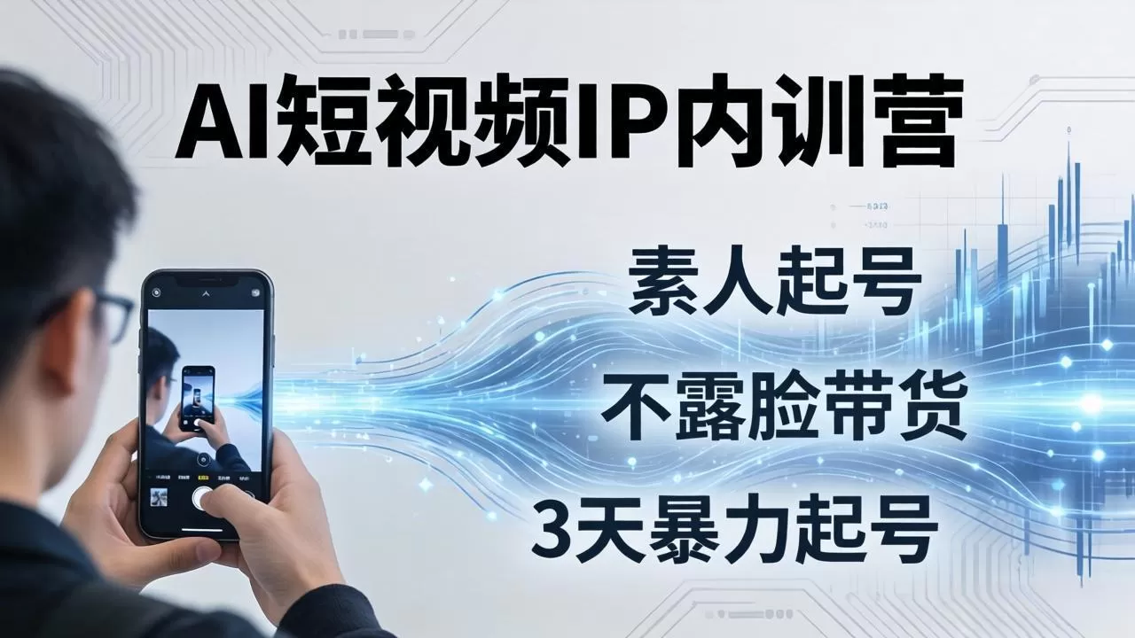 2026AI短视频IP内训营：从素人起号到不露脸带货，3天暴力起号全流程拆解网创资源-中创网-冒泡网-福缘网长青创习社