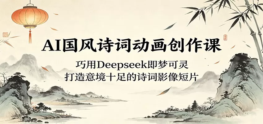 AI国风诗词动画创作课:巧用Deepseek即梦可灵,打造意境十足的诗词影像短片网创资源-中创网-冒泡网-福缘网长青创习社