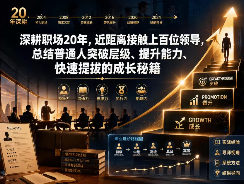 付费文章：深耕职场20年，近距离接触上百位领导，总结普通人突破层级、提升能力、快速提拔的成长秘籍(全网独家干货)网创资源-中创网-冒泡网-福缘网长青创习社