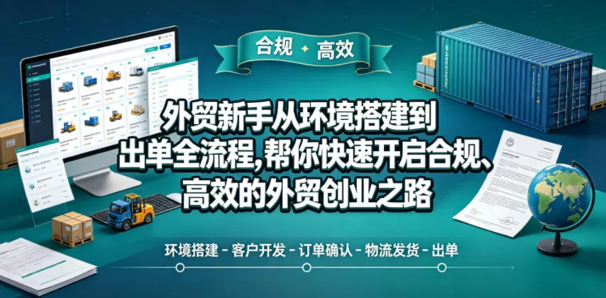 外贸新手从环境搭建到出单全流程,帮你快速开启合规、高效的外贸创业之路网创资源-中创网-冒泡网-福缘网长青创习社